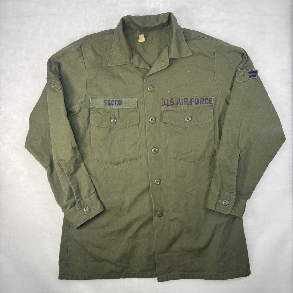 Vintage 1968 Vietnam Era U.S. Air Force OG-107 Utility Shirt Named Size 16.5x31